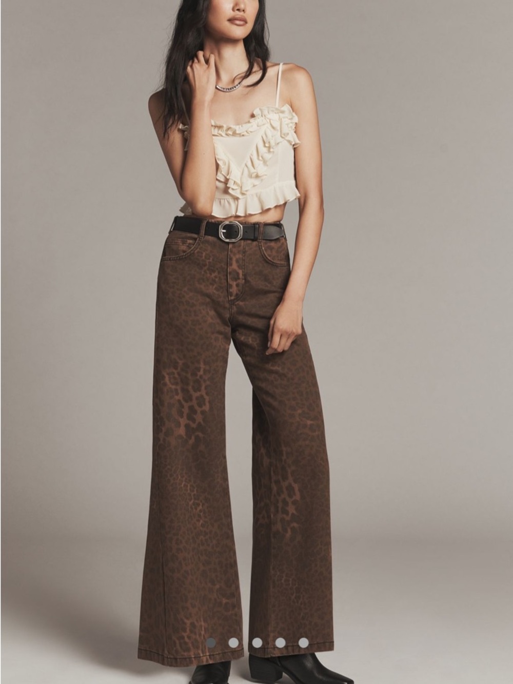 Anthropologie Brown Leopard-Print Wide Leg Jeans